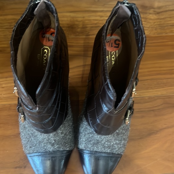 Coach Leather & Tweed Booties size 5.5 - Picture 3 of 4